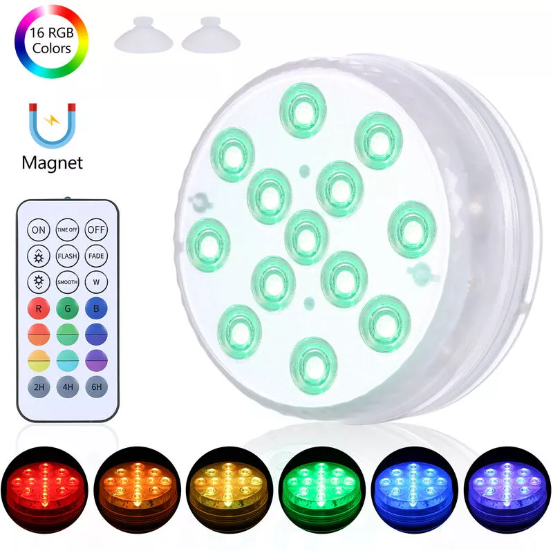 Luz sumergible para piscina con control remoto RF regulable 13 piezas LED RGBW Lámpara para fuente de estanque 16 colores y 3 modos de iluminación barato