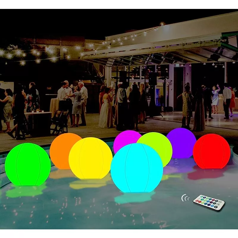 Lycxames - Juguetes de piscina 13 colores Glow Ball 40CM Inflable led Light Up Beach Ball con control remoto
