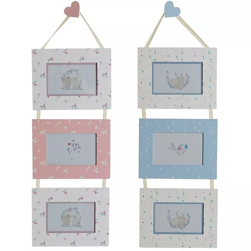Marco de Fotos Múltiple Conejo Madera MDF (2 pcs) (22 x 1 x 67 cm) 8424001763542 S3013077 - Dkd Home Decor barato