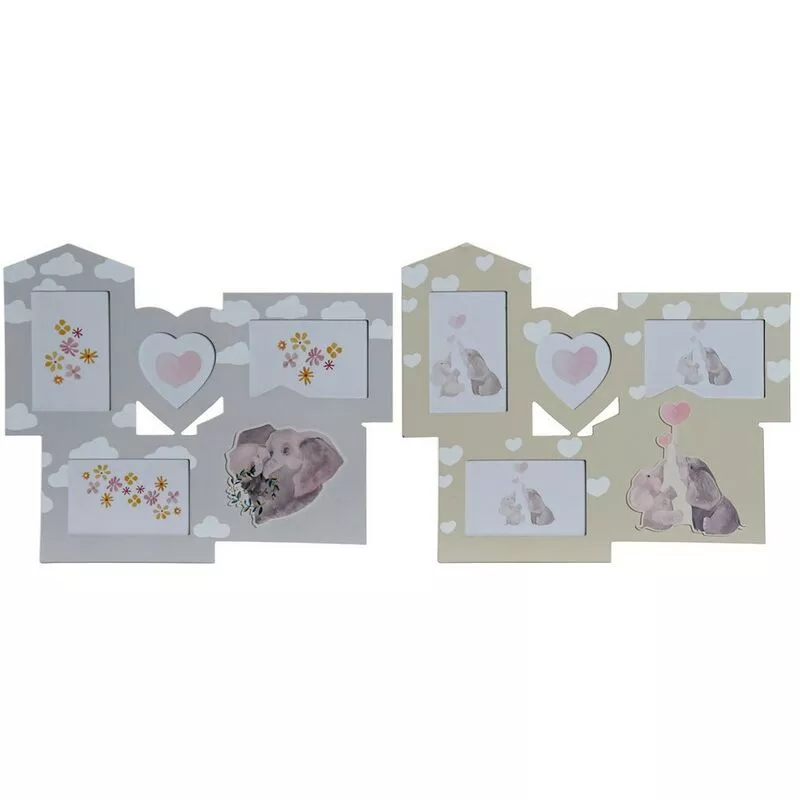 Marco de Fotos Múltiple Elefante Madera (2 pcs) (45 x 1.5 x 37 cm) 8424001739158 S3013062 - Dkd Home Decor barato