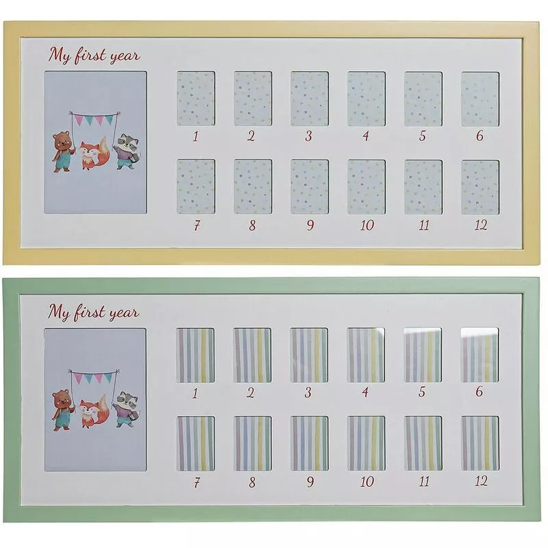 Marco de Fotos My First Year Múltiple Madera Animales (2 pcs) (63 x 2 x 29 cm) 8424001806997 S3013110 DKD Home De - Dkd Home Decor barato