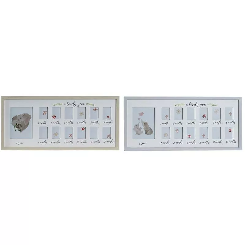 Marco de Fotos One Lovely Year Múltiple Madera (2 pcs) (63 x 2 x 29 cm) 8424001739110 S3013060 - Dkd Home Decor barato