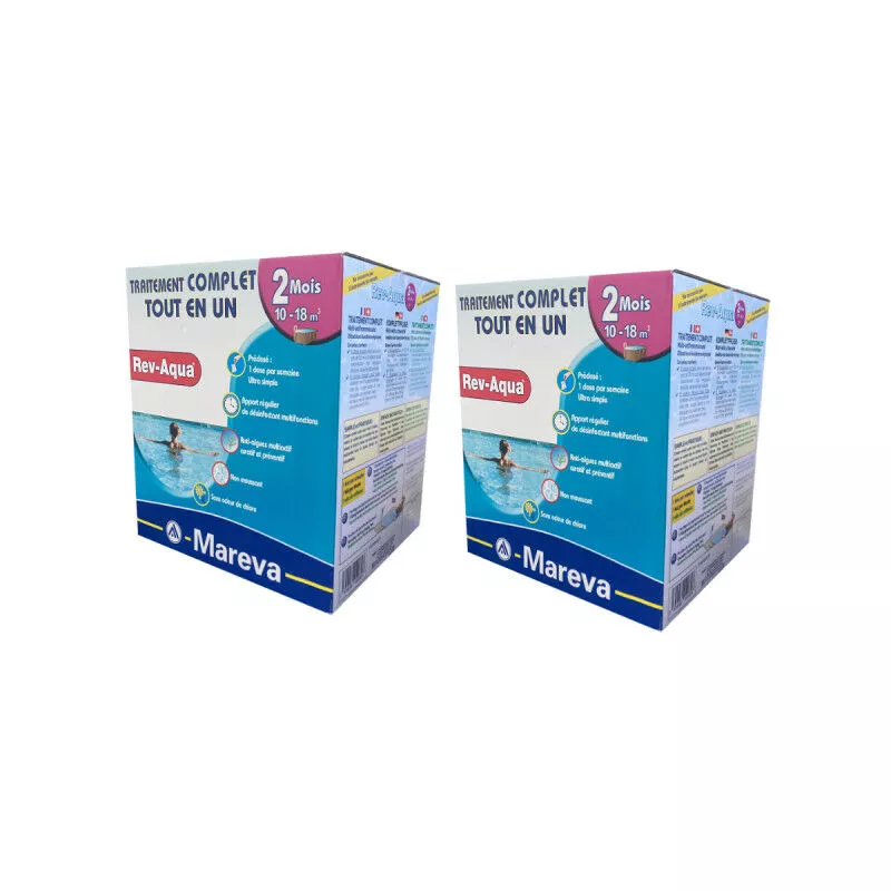 Mareva - Juego de 2 Rev-Aquas Tratamiento para piscinas de 10 a 18 m3 - 2 meses barato