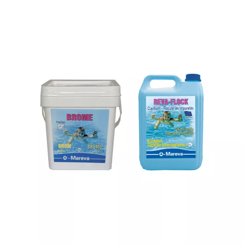 Mareva - Pack - Tabletas de Bromo - 5kg - Clarificador Líquido Reva-flock - 5L barato