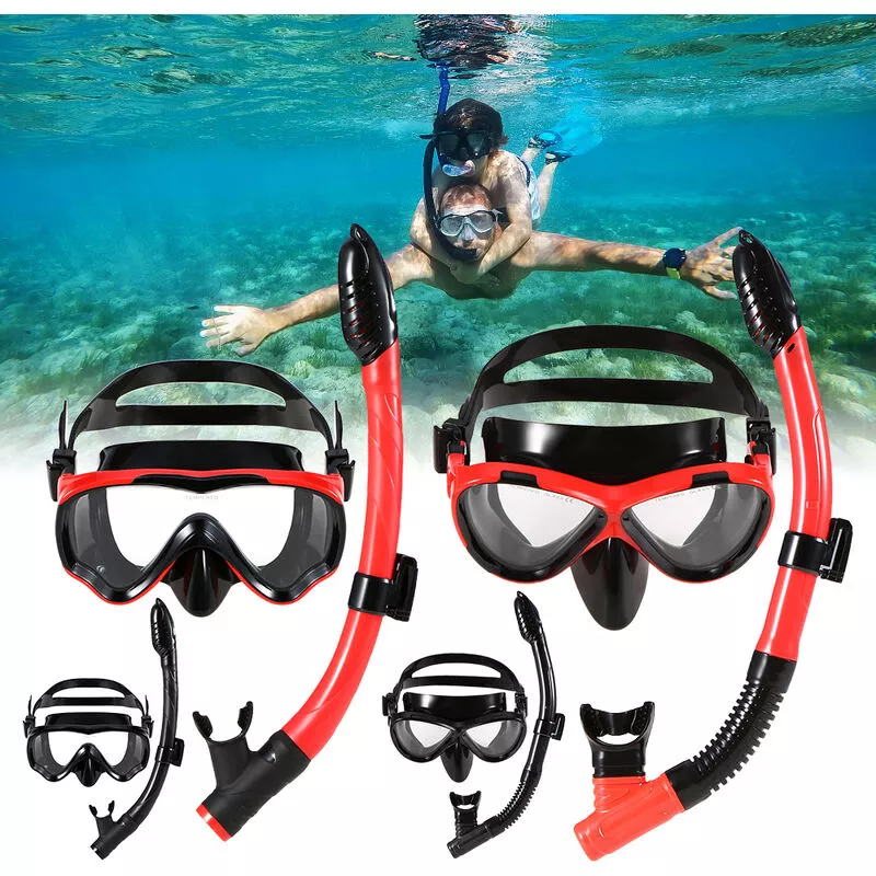 Mascara de buceo para ninos Juego de tubos Mascara de snorkel Gafas Gafas Buceo Natacion Respiracion facil Esnorquel seco