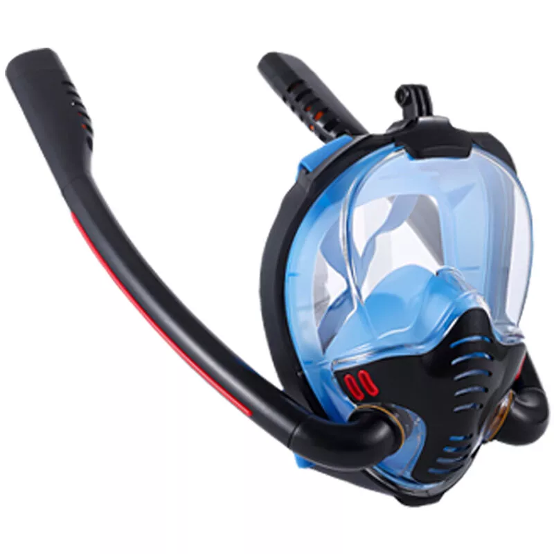 Mascara de snorkel Doble tubo de silicona Mascara de buceo en seco completo Adultos Mascara de natacion Gafas de buceo Aparato de respiracion barato