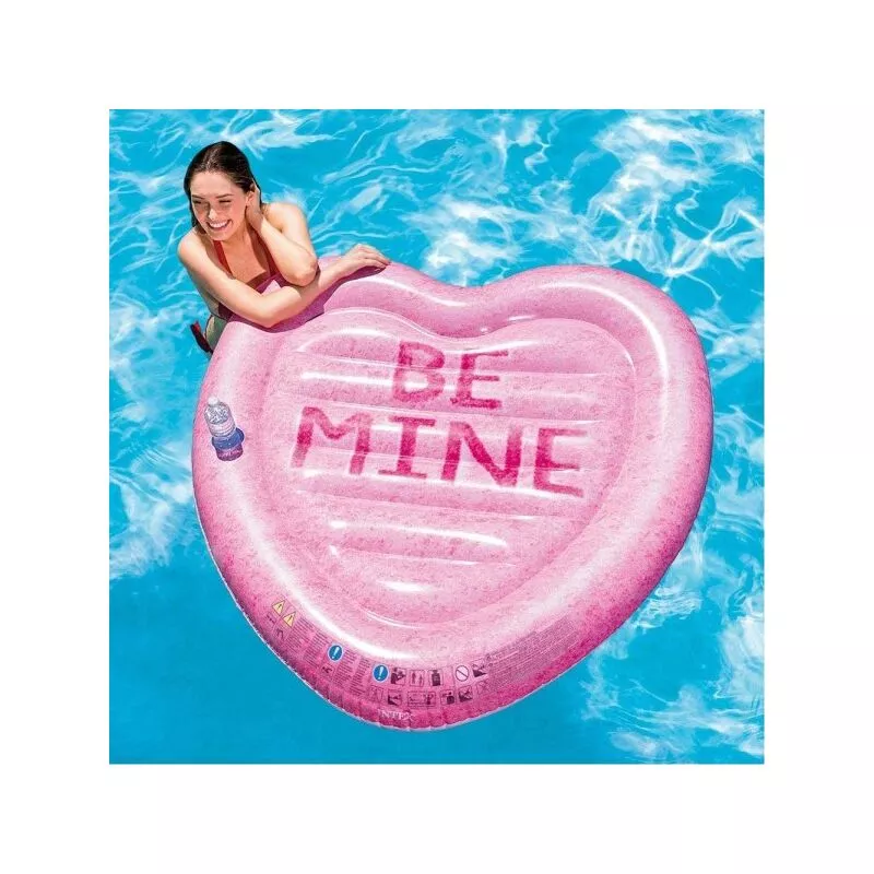 Matchtress Island Inflable Impresión Corazón pvc Natación marina Piscina 145 x 142 cm Rosa barato