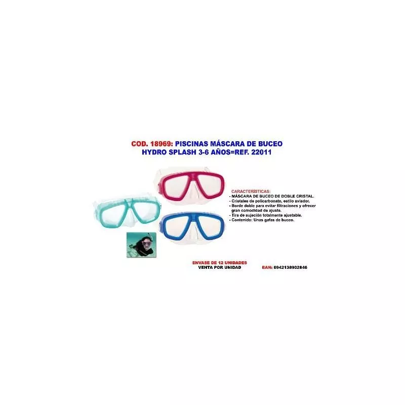 Mibricotienda - piscinas mascara de buceo hydro splash 3-6 años 22011 barato