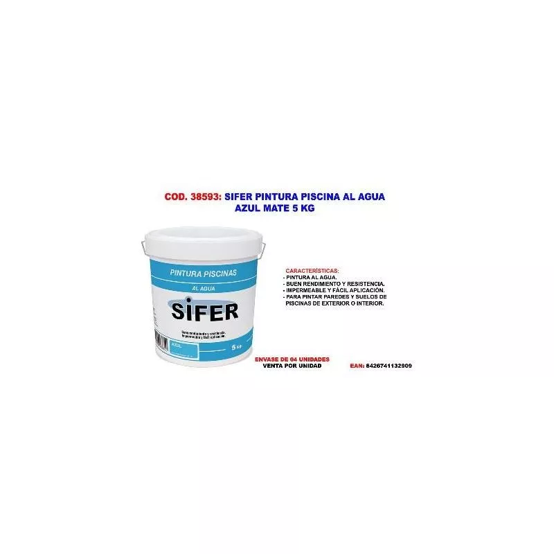 Mibricotienda - sifer pintura piscina al agua azul mate 5 kg barato