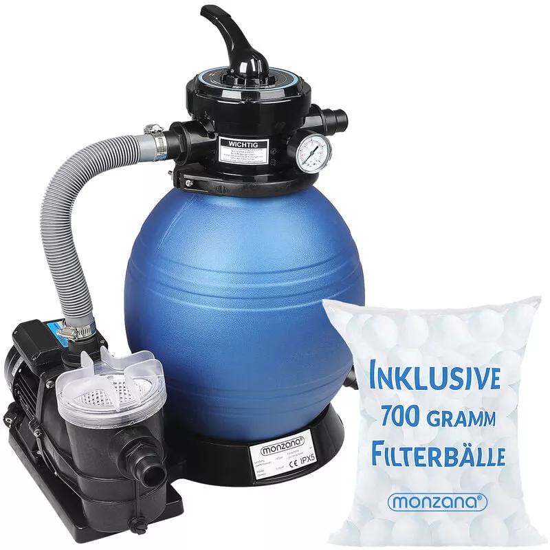 Monzana Depuradora Sistema De Filtro De Arena 9.960L/H Prefiltro Y Bolas De Filtrado De 700G Válvula 4Vías En Oferta Monzana Depuradora Sistema De Filtro De Arena 9.960L/H Prefiltro Y Bolas De Filtrado De 700G Válvula 4Vías Barato