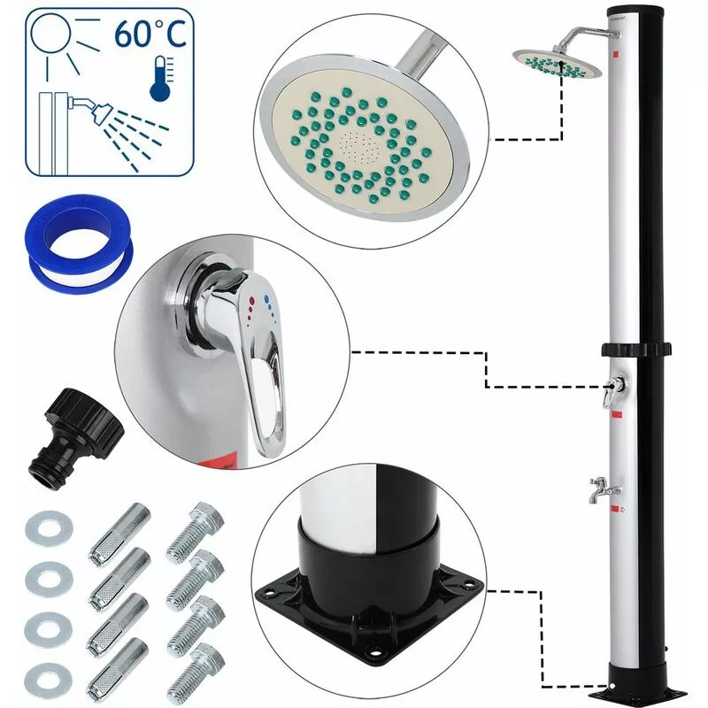 Monzana Ducha de jardín de 35L máx. 60°C ducha solar plástico resistente a los rayos UV exterior piscina camping barato
