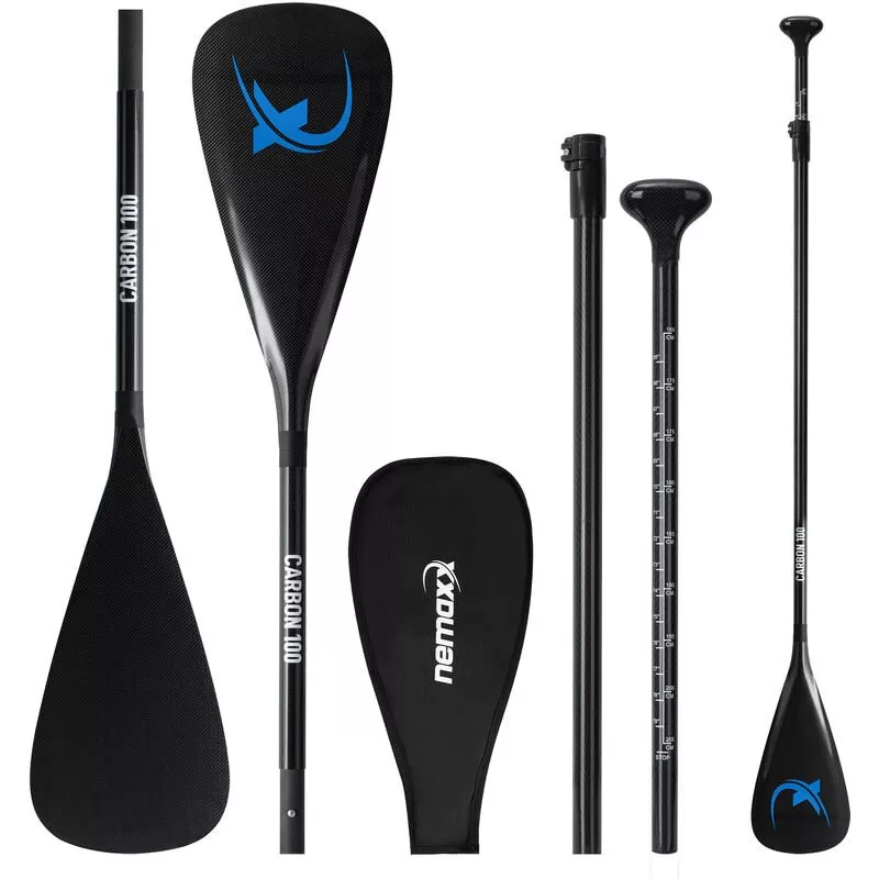 Nemaxx - NCP100 Remo de Carbono para Stand Up Paddle Board 100% Carbono Remo SUP con bolsa 3 piezas infinitamente ajustable 173-217cm ultra ligero barato