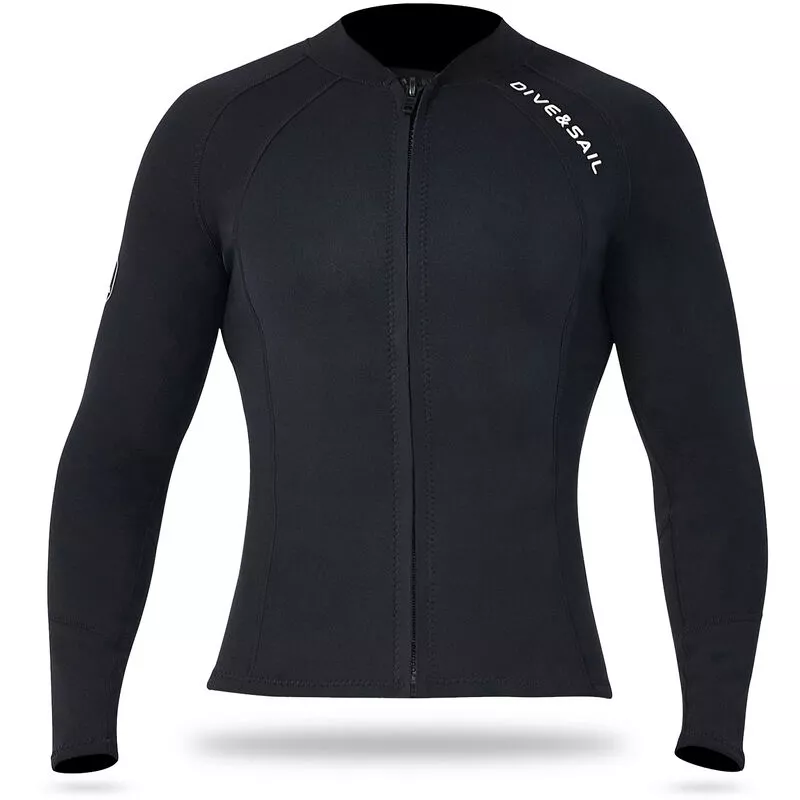 Neopreno de 2 mm Hombres Mujeres Buceo Top con cremallera frontal Trajes de neopreno Chaqueta de manga larga Traje de neopreno para esnorquel Buceo barato