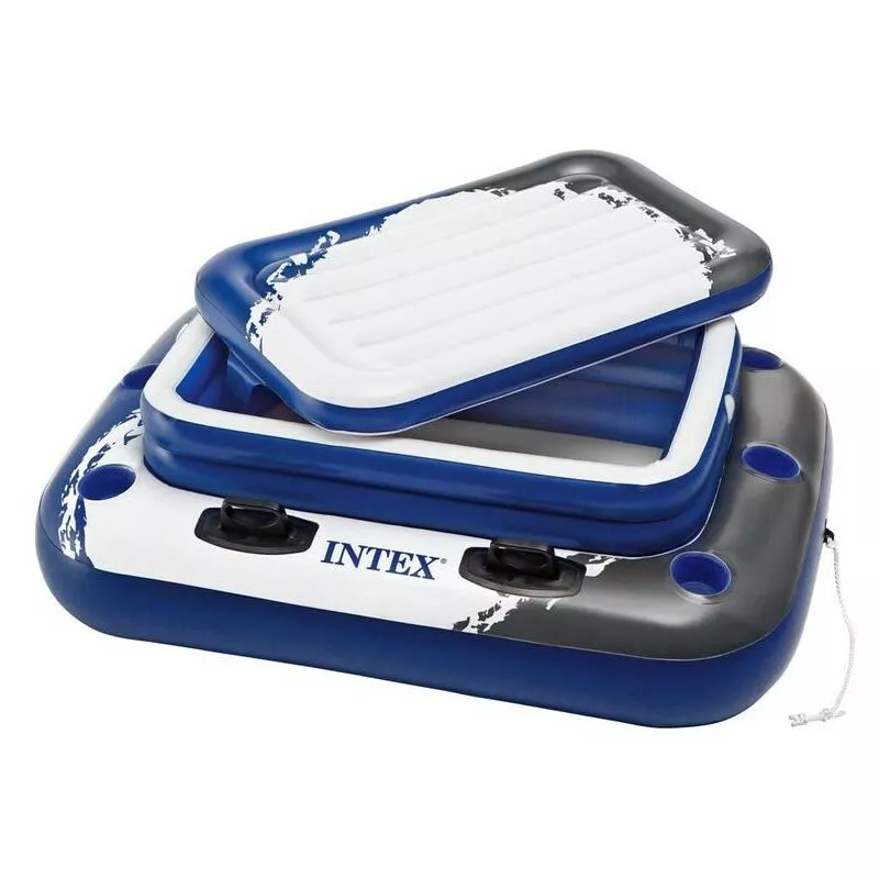 Nevera hinchable flotante con posavasos color azul de Intex 58821NP barato