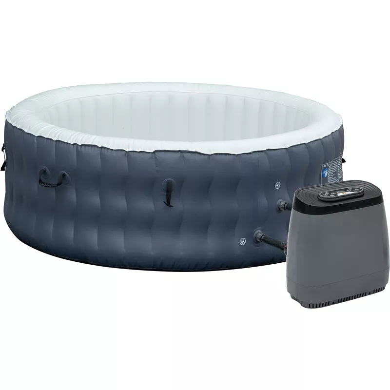 Outsunny - Spa Hinchable Redondo para 4 Personas 950L Jacuzzi Hinchable Ø195x68cm con 108 Chorros de Masaje Calefacción Control Remoto Filtro barato