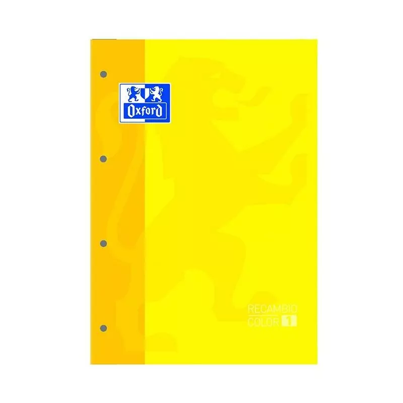 Oxford bloc recambio encolado 80 hojas microperforadas 5x5 a4 con tapas amarillo -5u- barato