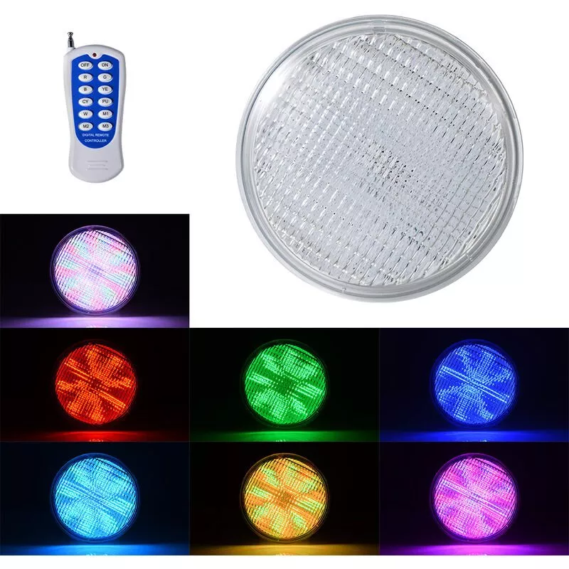 PAR56 fuente de luz para piscina lámpara incorporada taza reemplazo de led fuente de luz subacuática vidrio de color luz para piscina par56 barato