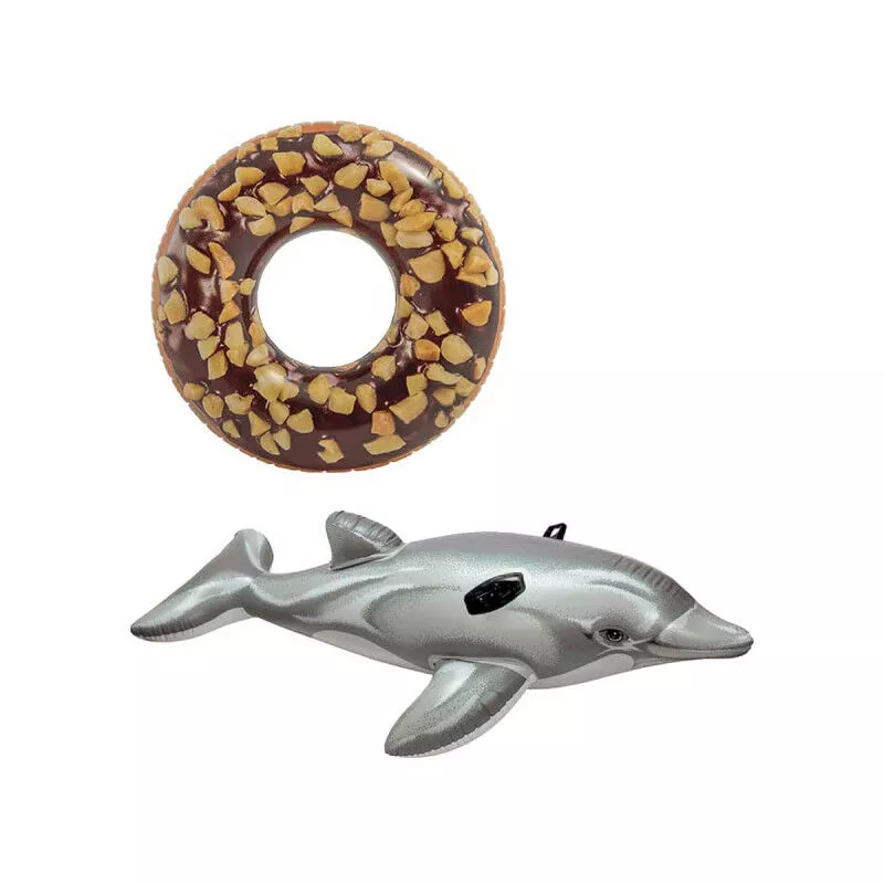 Pack Boya inflable de chocolate Donut Inflable 114 cm de diámetro - Delfín inflable Colchón de playa inflable 175 cm barato