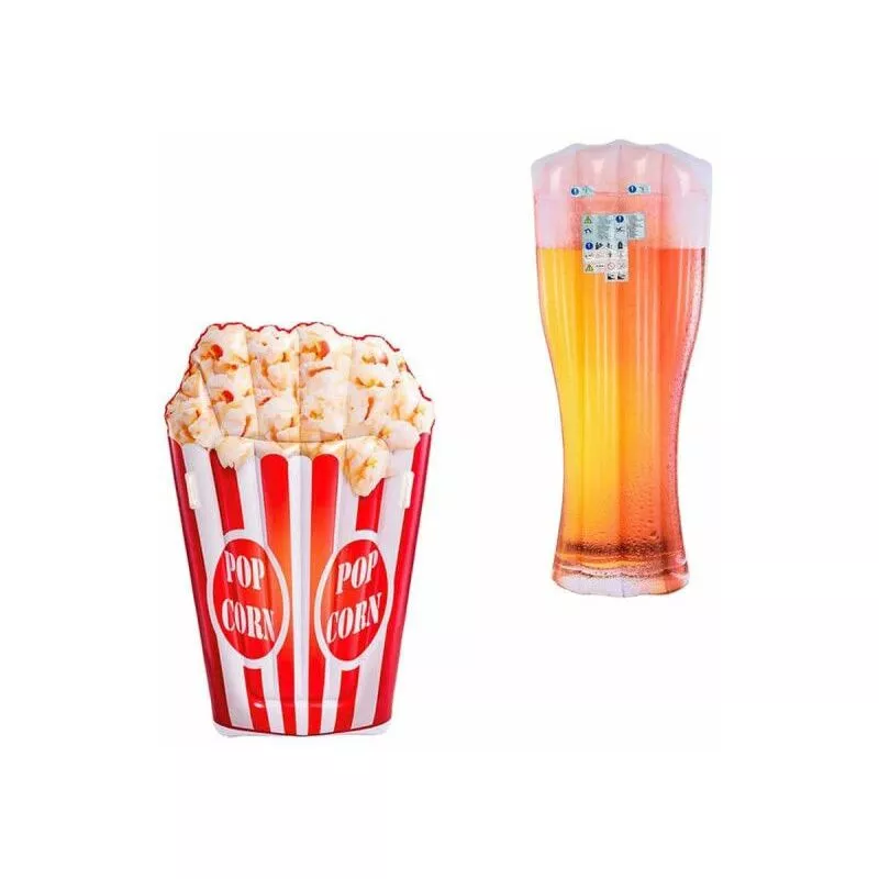 Pack Colchón de playa hinchable de vidrio de cerveza 180x75 cm - Colchón de playa hinchable de palomitas 178x124 cm barato