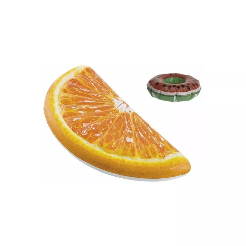 Pack Colchón inflable de playa naranja cuarto 178x85 cm - Soporte de cristal flotante modelo sandía barato