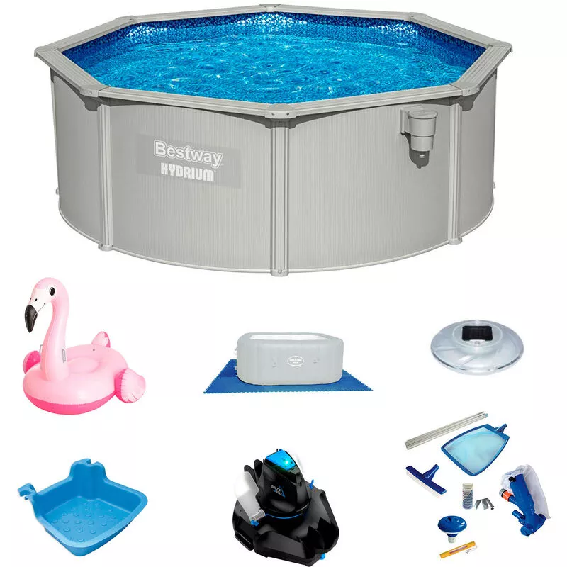 Pack Piscina Bestway Hydrium Redonda 360x120 cm Más Accesorios de Mantenimiento de Piscina con Robot Limpiafondos Incluido barato