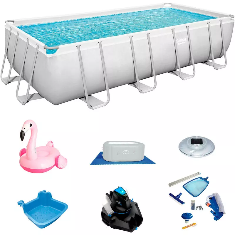 Pack Piscina Bestway Power Steel Rectangular 549x274x122 cm Accesorios de Mantenimiento de Piscina y Robot Limpiafondos Incluido barato