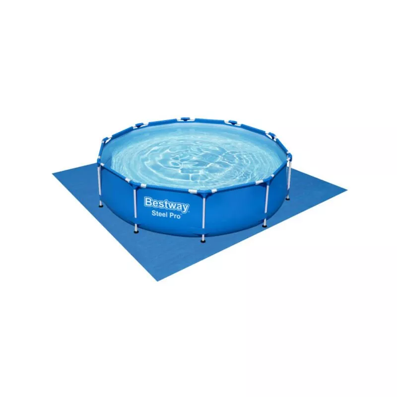 Pack Piscina de tubo redondo - Acero Pro - 305 x 76 cm - Alfombra de suelo - 305 x 305 cm - Bleu - Bestway barato