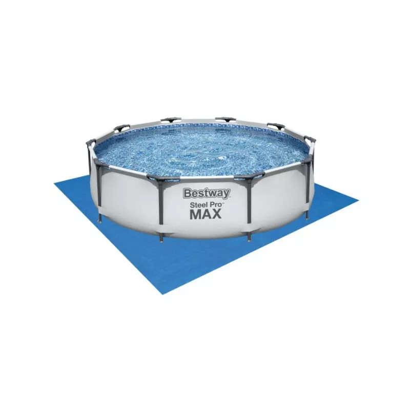 Pack Piscina de tubo redondo - Acero Pro Max - 305 x 76 cm - Alfombra de suelo - 305 x 305 cm - Gris - Bestway barato