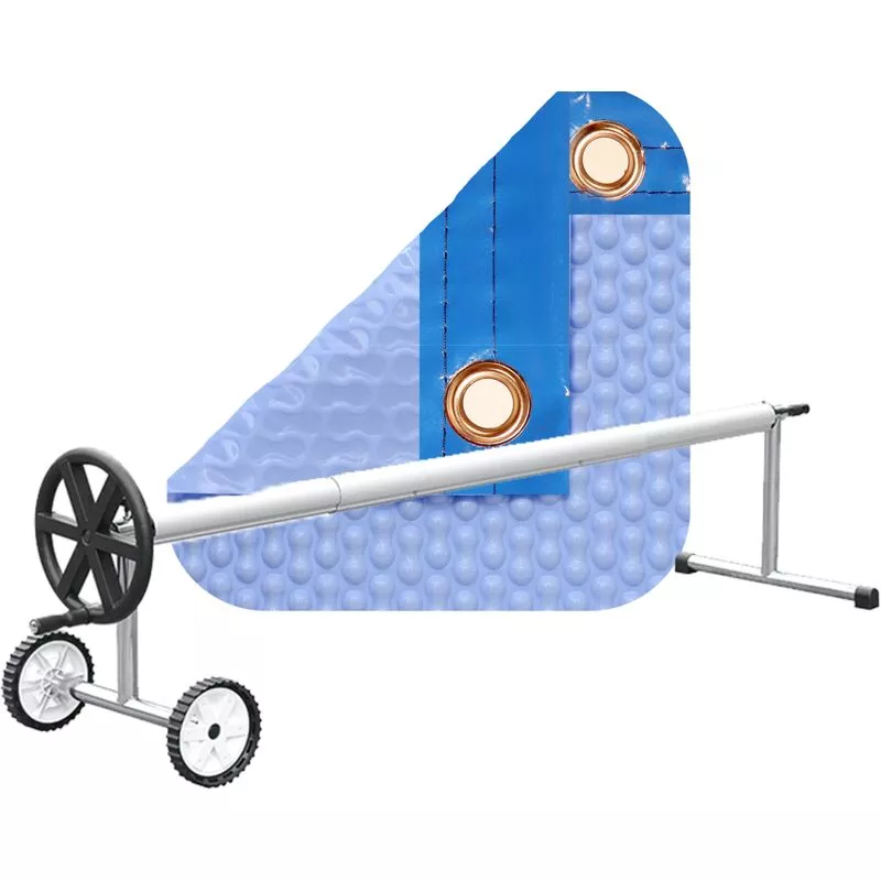 Pack manta térmica de 500 micras coolguard con refuerzo en todo el contorno (6x5m) + enrollador barato