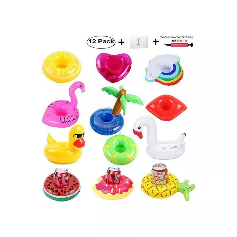 Paquete de 12 soportes inflables para bebidas + 1 aguja inflable
