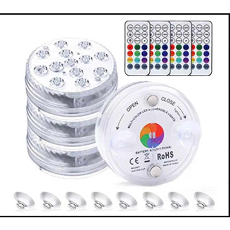 Paquete de 4 luces LED sumergibles para piscina que cambian de color a prueba de agua para fuente de piscina