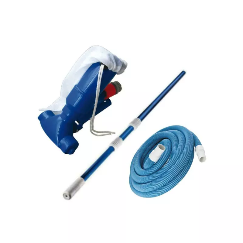 Paquete de aspiración MAREVA para piscinas elevadas - Recogedor de hojas Jet Vac - Manguera flotante de 10 m - Mango te - Bleu barato