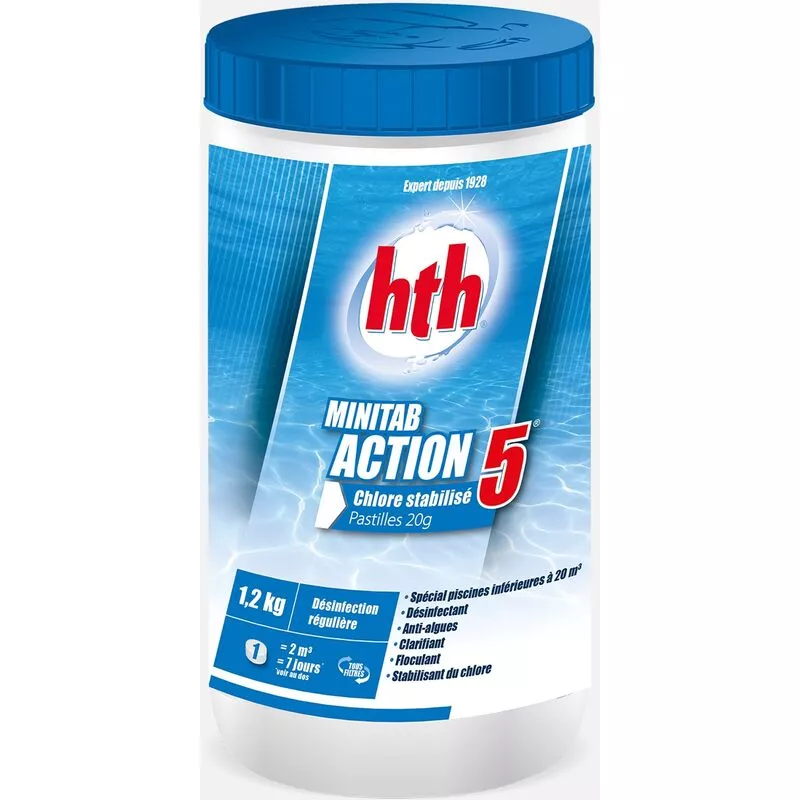 Pastillas de disolución lenta 20g acción 5 hth para piscina