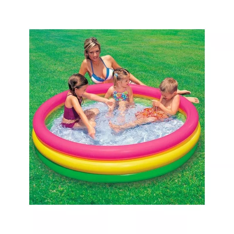 Piscina 3 anillos Color verde inflable Fucsia Amarillo 114 x 25 cm Niños 57412 barato