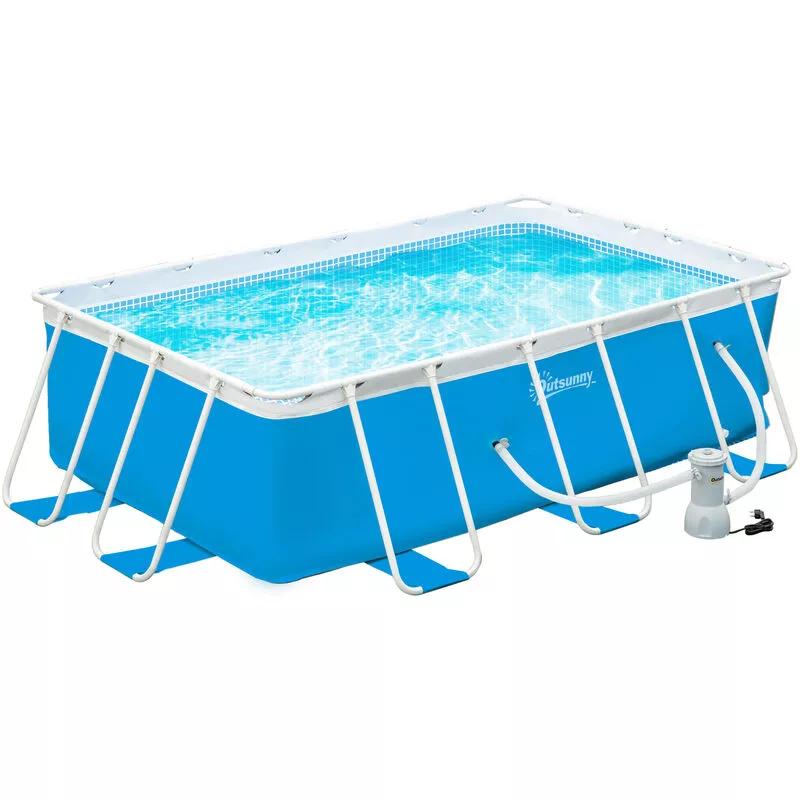 Piscina Desmontable Tubular 340x215x80 cm Piscina Rectangular Exterior con Depuradora de Cartucho 4.000 l/h Mangueras Longitud 100 cm y Marco de Acero barato