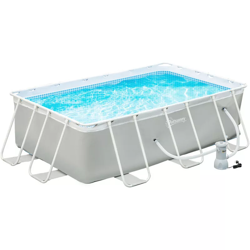 Piscina Desmontable Tubular 340x215x80 cm Piscina Rectangular Exterior con Depuradora de Cartucho 4.000 l/h Mangueras Longitud 100 cm y Marco de Acero barato