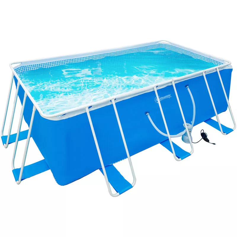 Piscina Desmontable Tubular 440x240x122 cm Piscina Rectangular Exterior con Depuradora de Cartucho 4.000 l/h Mangueras 100 cm y Marco de Acero barato