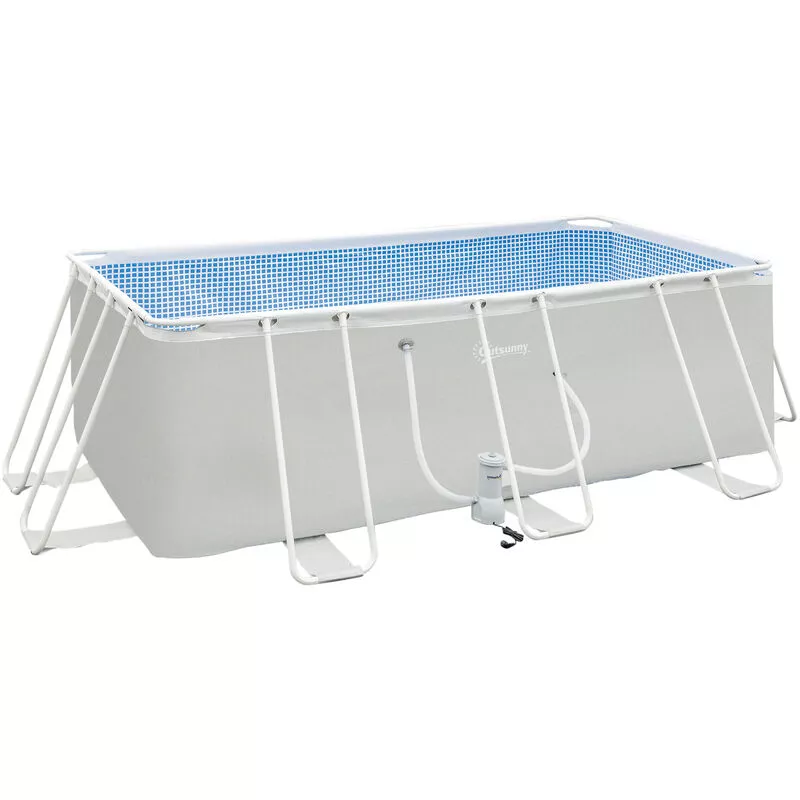 Piscina Desmontable Tubular 440x240x122 cm Piscina Rectangular Exterior con Depuradora de Cartucho 4.000 l/h Mangueras 100 cm y Marco de Acero barato