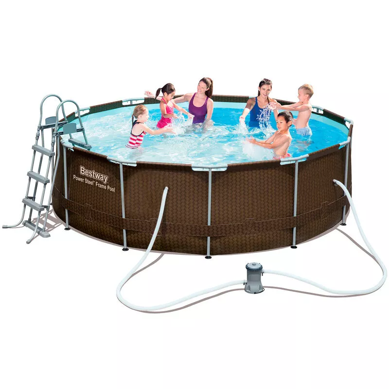 Piscina Desmontable Tubular Power Steel Diseño Rattan 427x122 cm - 56943 - Bestway barato
