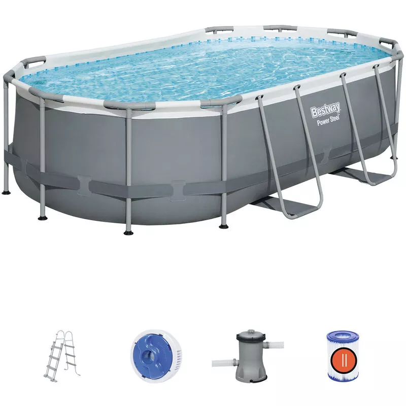 Piscina Desmontable Tubular Power Steel Oval 427X250X100 Cm Con Depuradora Cartucho 2.006 L/H - Bestway En Oferta Piscina Desmontable Tubular Power Steel Oval 427X250X100 Cm Con Depuradora Cartucho 2.006 L/H - Bestway Barato