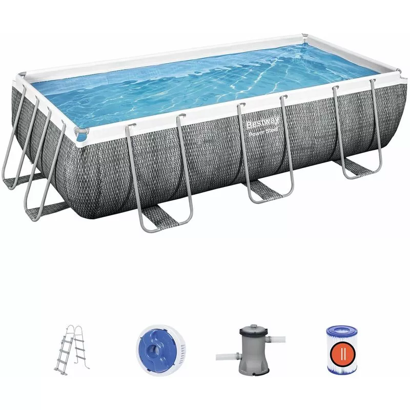 Piscina Desmontable Tubular Power Steel Ratán 404X201X100 Cm Con Depuradora Cartucho 2.006 L/H Con Escalera - Bestway En Oferta Piscina Desmontable Tubular Power Steel Ratán 404X201X100 Cm Con Depuradora Cartucho 2.006 L/H Con Escalera - Bestway Barato