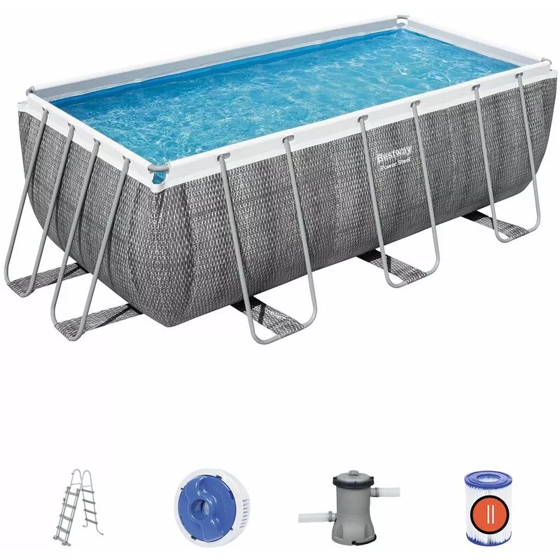 Piscina Desmontable Tubular Power Steel Ratán 412X201X122 Cm Con Depuradora Cartucho 2.006 L/H Con Escalera - Bestway En Oferta Piscina Desmontable Tubular Power Steel Ratán 412X201X122 Cm Con Depuradora Cartucho 2.006 L/H Con Escalera - Bestway Barato