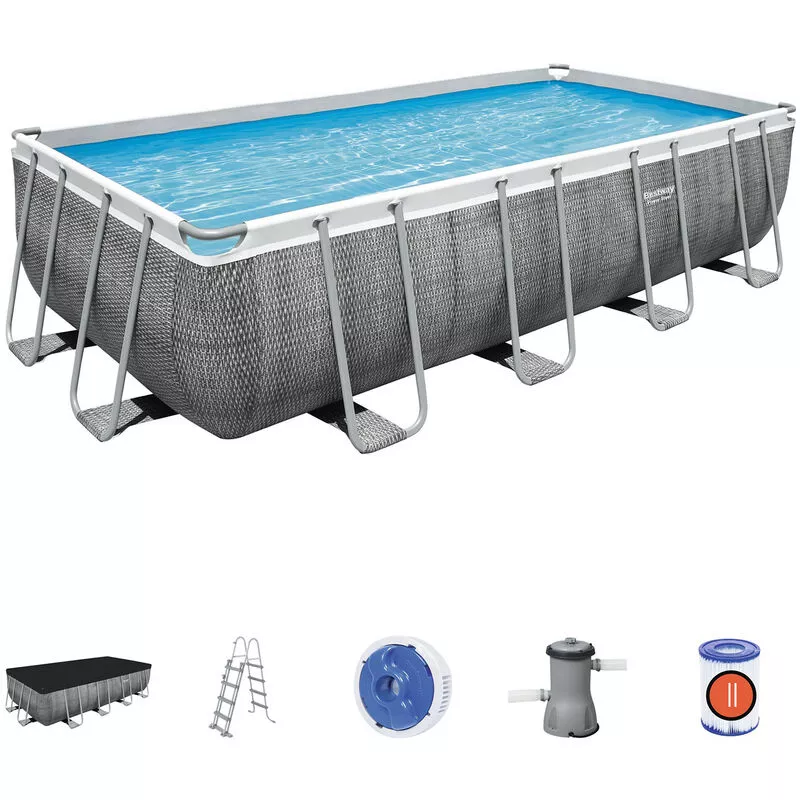 Piscina Desmontable Tubular Power Steel Ratán 488X244X122 Cm Con Depuradora Cartucho 3.028 L/H Con Cobertor Y Escalera - Bestway En Oferta Piscina Desmontable Tubular Power Steel Ratán 488X244X122 Cm Con Depuradora Cartucho 3.028 L/H Con Cobertor Y Escalera - Bestway Barato
