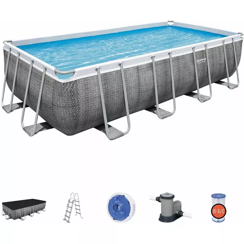 Piscina Desmontable Tubular Power Steel Ratán 549X274X122 Cm Con Depuradora Cartucho 5.678 L/H Con Cobertor Y Escalera - Bestway En Oferta Piscina Desmontable Tubular Power Steel Ratán 549X274X122 Cm Con Depuradora Cartucho 5.678 L/H Con Cobertor Y Escalera - Bestway Barato