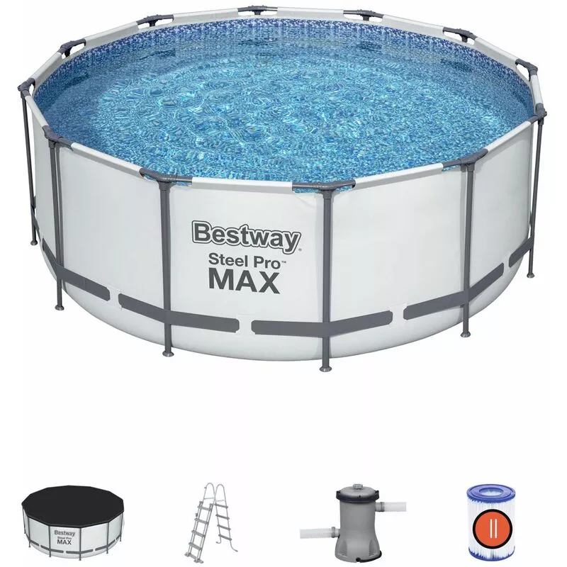 Piscina Desmontable Tubular Steel Pro Max 366X122 Cm Con Depuradora Cartucho 2.006 L/H Cobertor Y Escalera - Bestway En Oferta Piscina Desmontable Tubular Steel Pro Max 366X122 Cm Con Depuradora Cartucho 2.006 L/H Cobertor Y Escalera - Bestway Barato