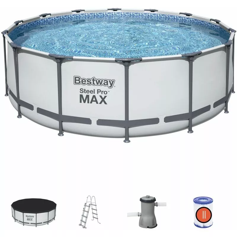 Piscina Desmontable Tubular Steel Pro Max 427X122 Cm Con Depuradora Cartucho 3.028 L/H Cobertor Y Escalera - Bestway En Oferta Piscina Desmontable Tubular Steel Pro Max 427X122 Cm Con Depuradora Cartucho 3.028 L/H Cobertor Y Escalera - Bestway Barato