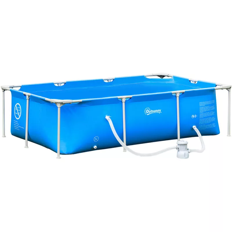 Piscina Desmontable Tubular con Depuradora de Cartucho Piscina Rectangular de Acero para Adultos y Niños 252x152x65 cm 2