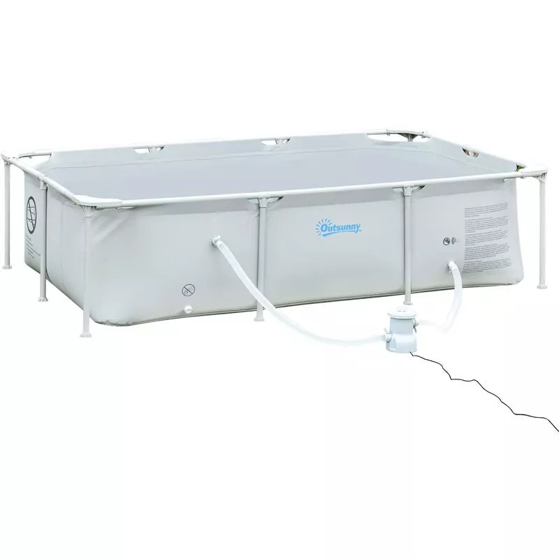 Piscina Desmontable Tubular con Depuradora de Cartucho Piscina Rectangular de Acero para Adultos y Niños 252x152x65 cm 2