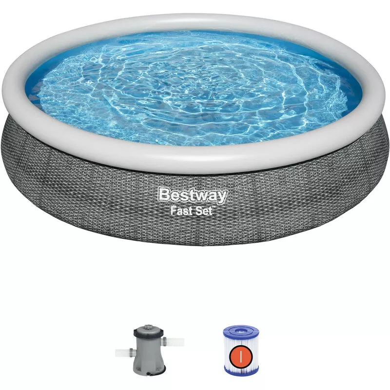 Piscina Infantil Bestway Fast Set Diseño Rattan Ø366x76 cm con Depuradora de Cartucho 1.249 l/h barato