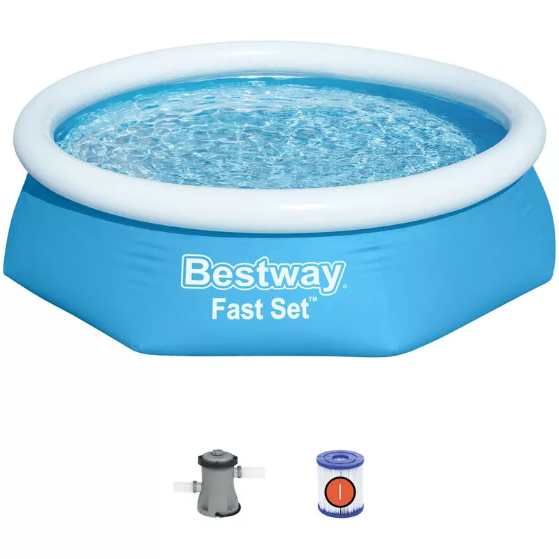Piscina Infantil Bestway Fast Set Ø244x61 cm con Depuradora de Cartucho 1.249 l/h Azul barato